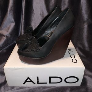 Aldo Black Wedges With Tassel